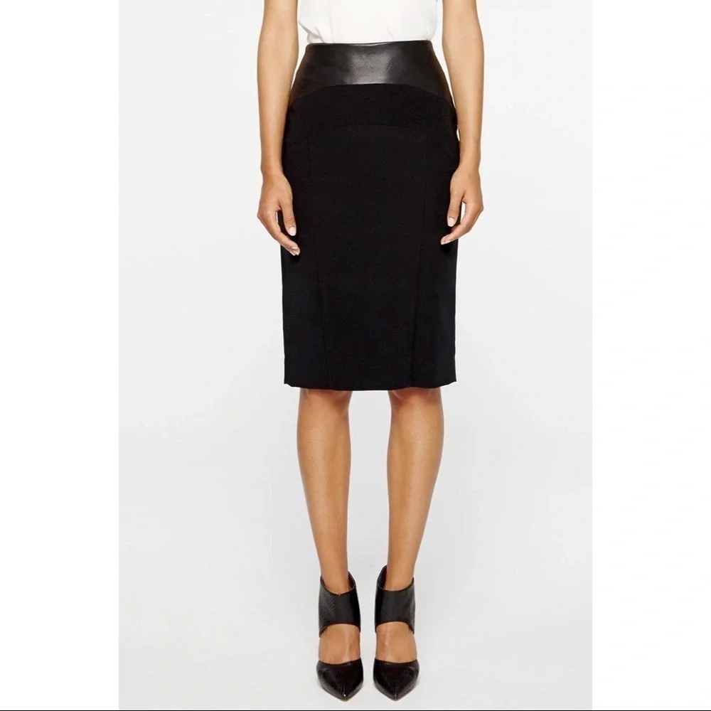 Nicole Miller High Waisted Leather Panel Skirt EUC